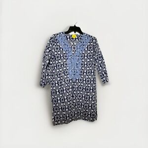 Roberta‎ Roller Rabbit Women's V-Neck Printed Tunic Blouse Size S Beachy Resort